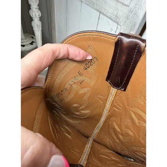 Lucchese Men’s Exotic Cowboy Boots Size 11.5 E Wide Teju Lizard and Goat Brown - Picture 5 of 7